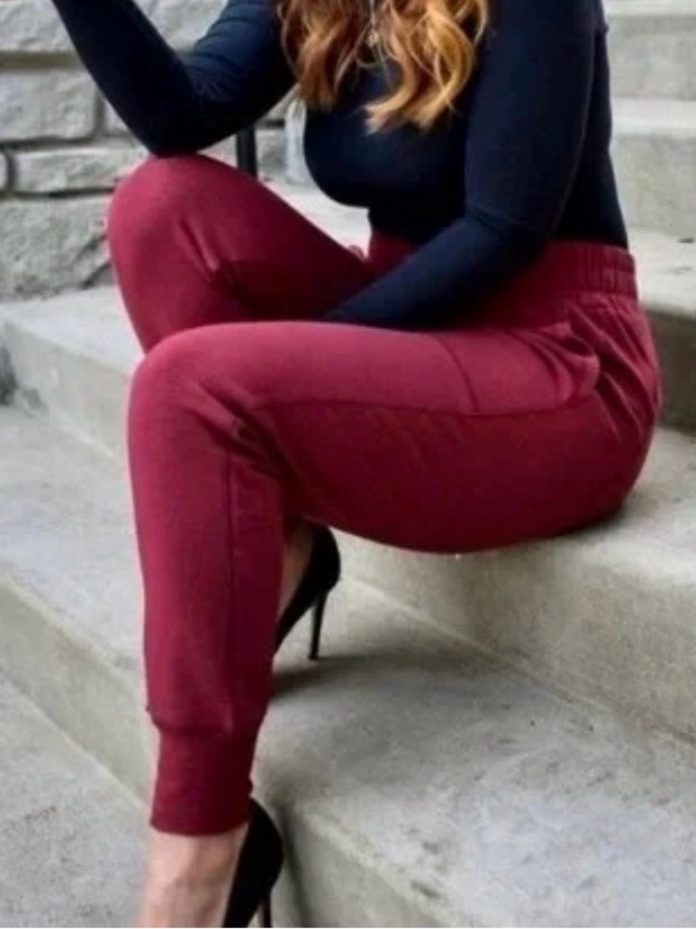 CAbi Maroon Jogger Sweatpants